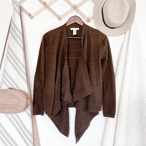 Anthropologie Lucy & Laurel Brown Waterfall Front Cardigan